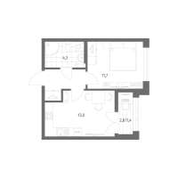 1 ккв № 187 Корп.: 2.1.1 , Секция 2  в ЖК Новый Питер