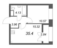 2 ккв (Евро) № 596 Корп.: 2.4 , Секция 9  в ЖК Новый Питер