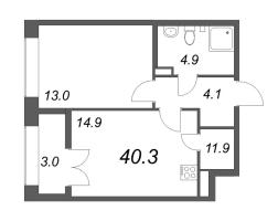 1 ккв № 386 Корп.: 2.1.2 , Секция 5  в ЖК Новый Питер