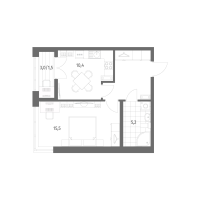 1 ккв № 409 Корп.: 2.1.2 , Секция 5  в ЖК Новый Питер