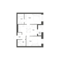 3 ккв (Евро) № 165 Корп.: 2.6 , Секция 4  в ЖК Новый Питер