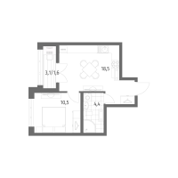 2 ккв (Евро) № 582 Корп.: 2.1.4 , Секция 9  в ЖК Новый Питер