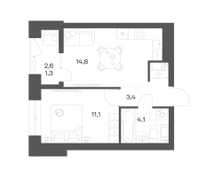 1 ккв № 45 Корп.: 2.6 , Секция 1  в ЖК Новый Питер
