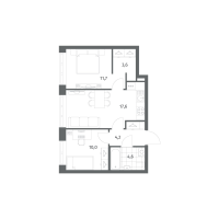 3 ккв (Евро) № 425 Корп.: 2.4 , Секция 7  в ЖК Новый Питер