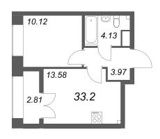 1 ккв № 270 Корп.: 2.4 , Секция 4  в ЖК Новый Питер