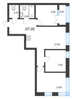 4 ккв (Евро) № 283 Корп.: 2.3 , Секция 6  в ЖК Новый Питер