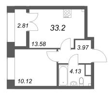 1 ккв № 225 Корп.: 2.4 , Секция 4  в ЖК Новый Питер