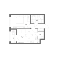 1 ккв № 96 Корп.: 2.1.1 , Секция 2  в ЖК Новый Питер