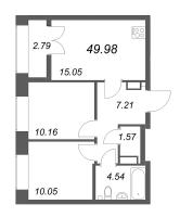 3 ккв (Евро) № 445 Корп.: 2.4 , Секция 7  в ЖК Новый Питер