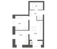 3 ккв (Евро) № 449 Корп.: 2.6 , Секция 9  в ЖК Новый Питер