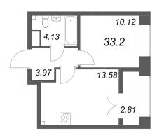 1 ккв № 121 Корп.: 2.4 , Секция 2  в ЖК Новый Питер