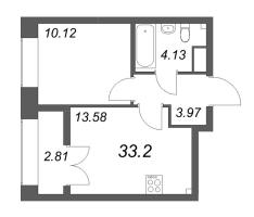 1 ккв № 226 Корп.: 2.4 , Секция 4  в ЖК Новый Питер