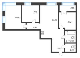 4 ккв (Евро) № 322 Корп.: 2.3 , Секция 7  в ЖК Новый Питер