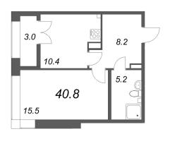 1 ккв № 119 Корп.: 2.1.1 , Секция 2  в ЖК Новый Питер