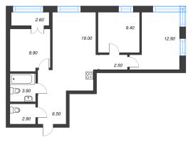 4 ккв (Евро) № 3 Корп.: 2.3 , Секция 1  в ЖК Новый Питер