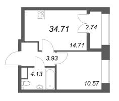 1 ккв № 318 Корп.: 2.4 , Секция 5  в ЖК Новый Питер