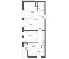 4 ккв (Евро) № 177 Корп.: 2.6 , Секция 4  в ЖК Новый Питер