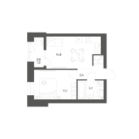 1 ккв № 13 Корп.: 2.6 , Секция 1  в ЖК Новый Питер