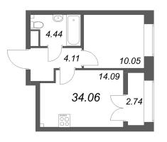 1 ккв № 54 Корп.: 2.4 , Секция 1  в ЖК Новый Питер