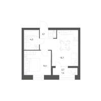 2 ккв (Евро) № 244 Корп.: 2.6 , Секция 6  в ЖК Новый Питер