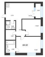 2 ккв № 653 Корп.: 2.3 , Секция 11  в ЖК Новый Питер