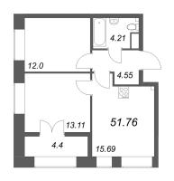 3 ккв (Евро) № 698 Корп.: 2.4 , Секция 10  в ЖК Новый Питер