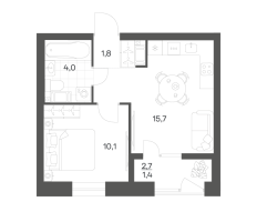2 ккв (Евро) № 256 Корп.: 2.6 , Секция 6  в ЖК Новый Питер