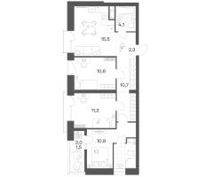 4 ккв (Евро) № 187 Корп.: 2.6 , Секция 4  в ЖК Новый Питер