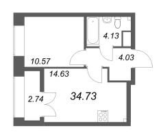 1 ккв № 114 Корп.: 2.4 , Секция 2  в ЖК Новый Питер