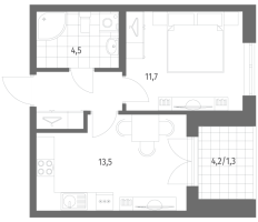 1 ккв № 91 Корп.: 2.1.1 , Секция 2  в ЖК Новый Питер