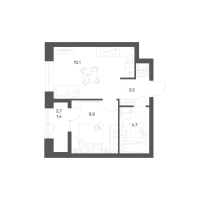 2 ккв (Евро) № 306 Корп.: 2.6 , Секция 7  в ЖК Новый Питер
