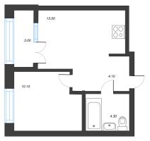 1 ккв № 627 Корп.: 2.3 , Секция 11  в ЖК Новый Питер