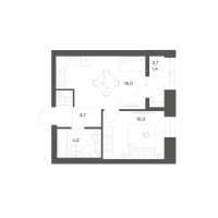2 ккв (Евро) № 242 Корп.: 2.6 , Секция 6  в ЖК Новый Питер