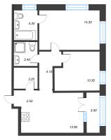 2 ккв № 670 Корп.: 2.3 , Секция 11  в ЖК Новый Питер