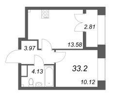 1 ккв № 100 Корп.: 2.4 , Секция 2  в ЖК Новый Питер