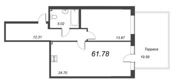 2 ккв (Евро) № 429 Корп.: 16 , Секция 5  в ЖК Новый Питер