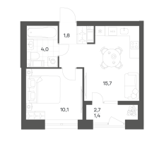2 ккв (Евро) № 268 Корп.: 2.6 , Секция 6  в ЖК Новый Питер