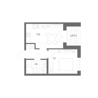 1 ккв № 3 Корп.: 2.1.1 , Секция 1  в ЖК Новый Питер