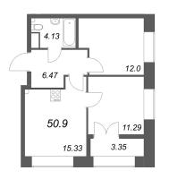 3 ккв (Евро) № 432 Корп.: 2.4 , Секция 7  в ЖК Новый Питер