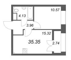 2 ккв (Евро) № 319 Корп.: 2.4 , Секция 5  в ЖК Новый Питер