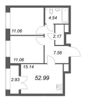 3 ккв (Евро) № 690 Корп.: 2.4 , Секция 10  в ЖК Новый Питер