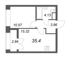 2 ккв (Евро) № 39 Корп.: 2.4 , Секция 1  в ЖК Новый Питер