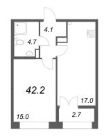 2 ккв (Евро) № 199 Корп.: 2.1.1 , Секция 3  в ЖК Новый Питер
