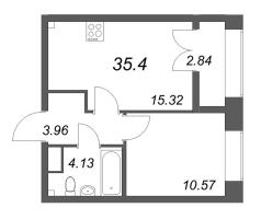 2 ккв (Евро) № 243 Корп.: 2.4 , Секция 4  в ЖК Новый Питер