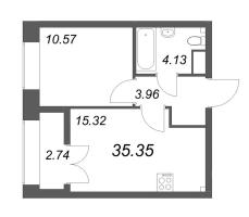 2 ккв (Евро) № 378 Корп.: 2.4 , Секция 6  в ЖК Новый Питер