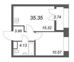 2 ккв (Евро) № 605 Корп.: 2.4 , Секция 9  в ЖК Новый Питер