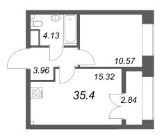 2 ккв (Евро) № 609 Корп.: 2.4 , Секция 9  в ЖК Новый Питер
