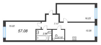 2 ккв № 64 Корп.: 3.1.1 , Секция 2  в ЖК OKLA