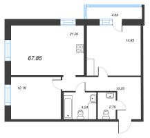 3 ккв (Евро) № 18 Корп.: 5.3.1 , Секция 1  в ЖК OKLA