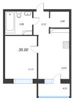 1 ккв № 250 Корп.: 3.1.1 , Секция 6  в ЖК OKLA